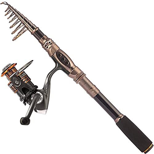 PLUSINNO Fishing Rod and Reel Combos Carbon Fiber Telescopic Fishing Pole