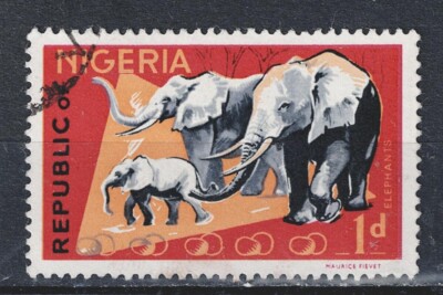 Nigeria Fauna Wild Animals Elephants stamp 1950 A-24 | eBay
