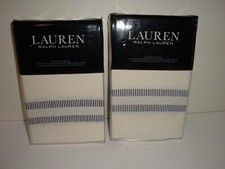 Ralph Lauren Annalise Woven Euro Sham Pair Set Cotton Natural Blue 270