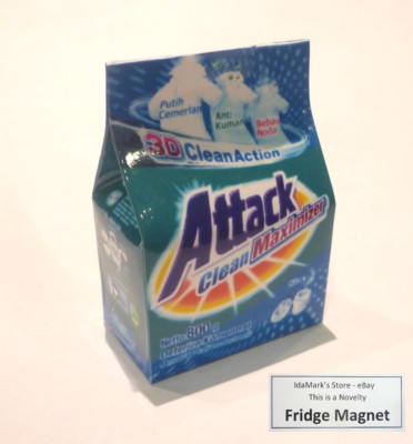 ATTACK Washing Powder Pack Kao FRIDGE MAGNET Novelty Indonesia 3D 2'' Tall Bag