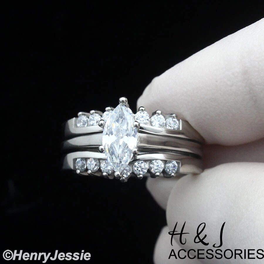 Women's stainless steel wedding ring best sale sets