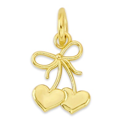 Massive 10k/14k Gold Schleife mit Herzen Charms - Kirsche mit Herzen