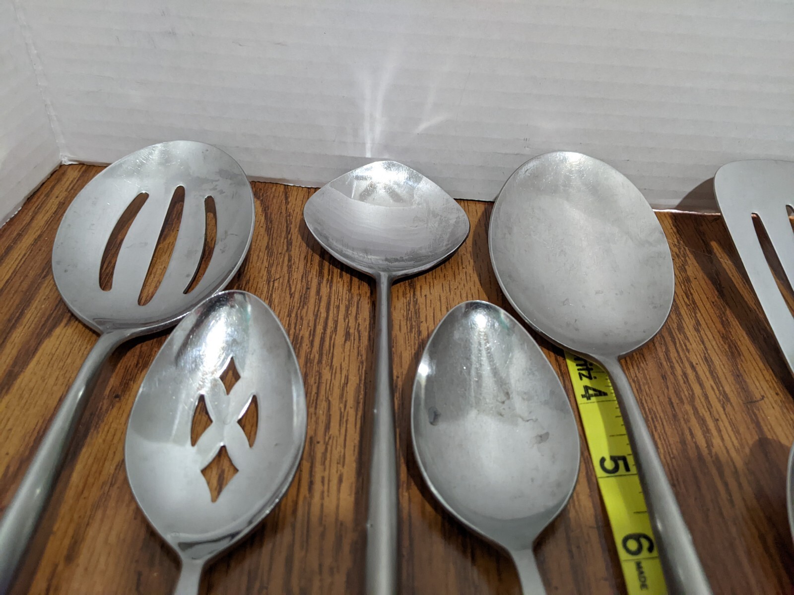 Vintage Lot Of 10 Ekco Epic Japan Canoe Muffin Silverware Flatware Wood