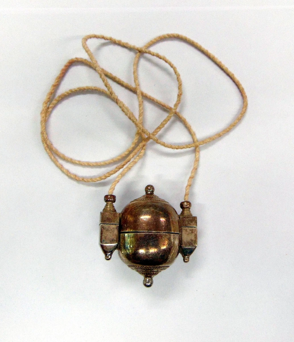 antique old silver lingam box pendant sacred symbol necklace god shiva hindu