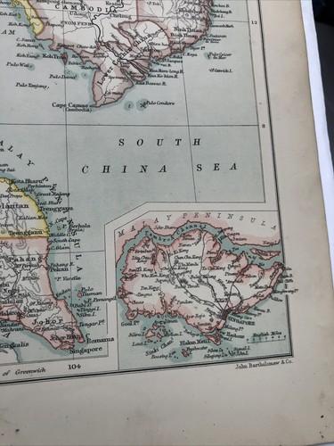 1891: Map of Farther India China & Japan #CTA36 Original Antique Vintage Print - 第 11/21 張圖片