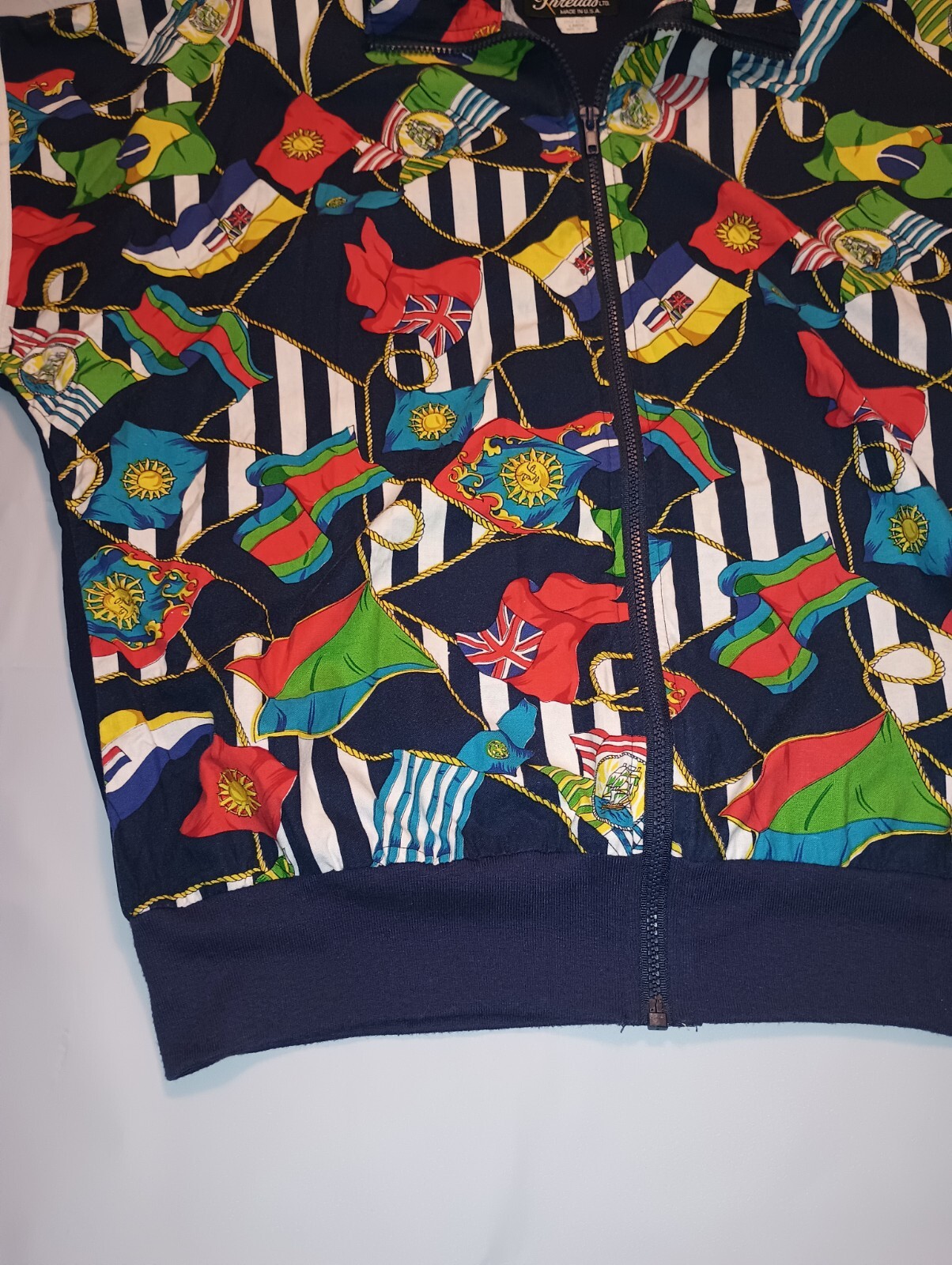 Vintage Silver Threads Multi Flags lightweight Ja… - image 4