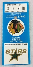 NHL 1992 12/20 Minesota North Stars at Chicago Blackhawks Ticket Stub-Graham GL