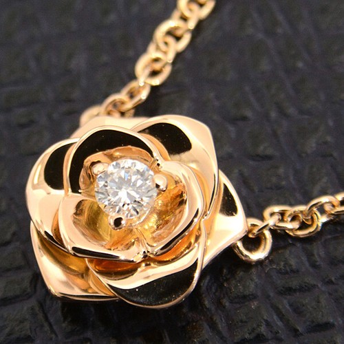 Collar de diamantes de oro rosa de 18 quilates con motivo rosa Piaget Au750 4... - Imagen 6 de 7