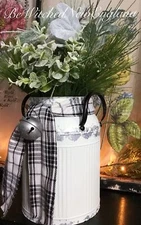 XL Country Farmhouse Rustic Distressed Christmas Bucket Winter Greens