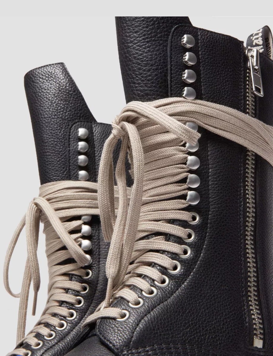 Dr. Martens 1918 Leather Sole Calf Length Boot Rick Owens Black