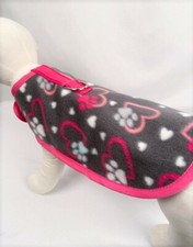 Gray Fleece Hearts And Paws Dog Harness Clothes Coat