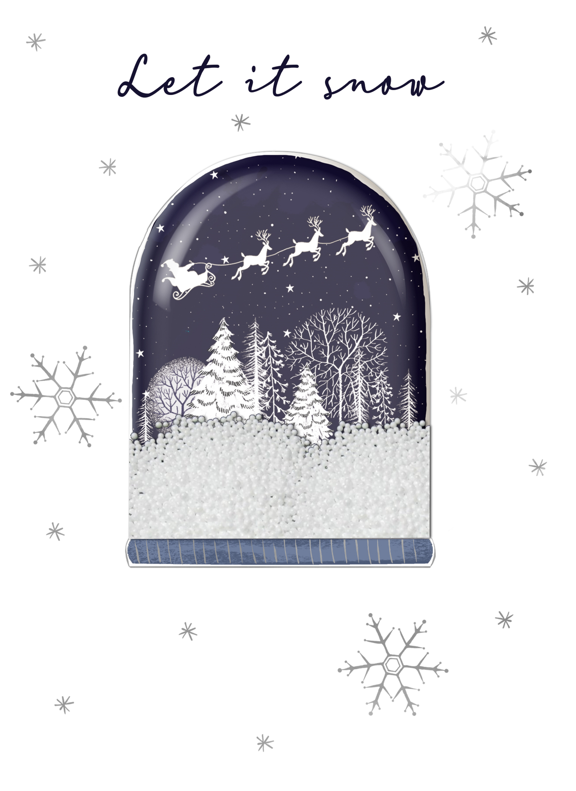 Hand-Finished Santa Snow Globe Embellished Christmas Greeting Card Xmas Cards