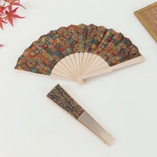 1x Retro Floral Print Hand Fans hand Held Folding Fan Soft Wooden fans Decor UK