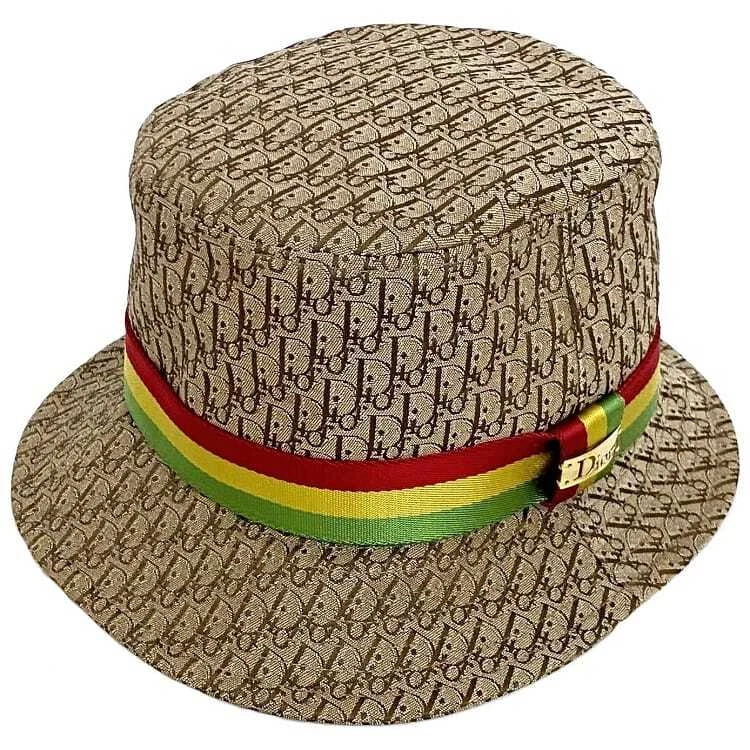 Chapeau seau Christian Dior beige Rasta TTK04010 58 bon état nettoyé
