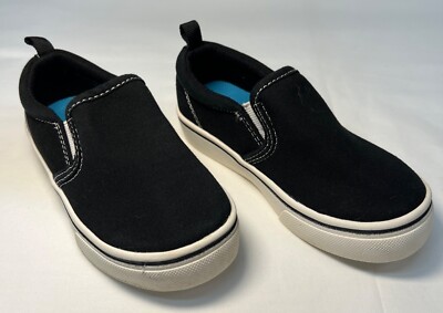 Wonder Nation Kids Slip-On Shoes Black Canvas Size With Memory
