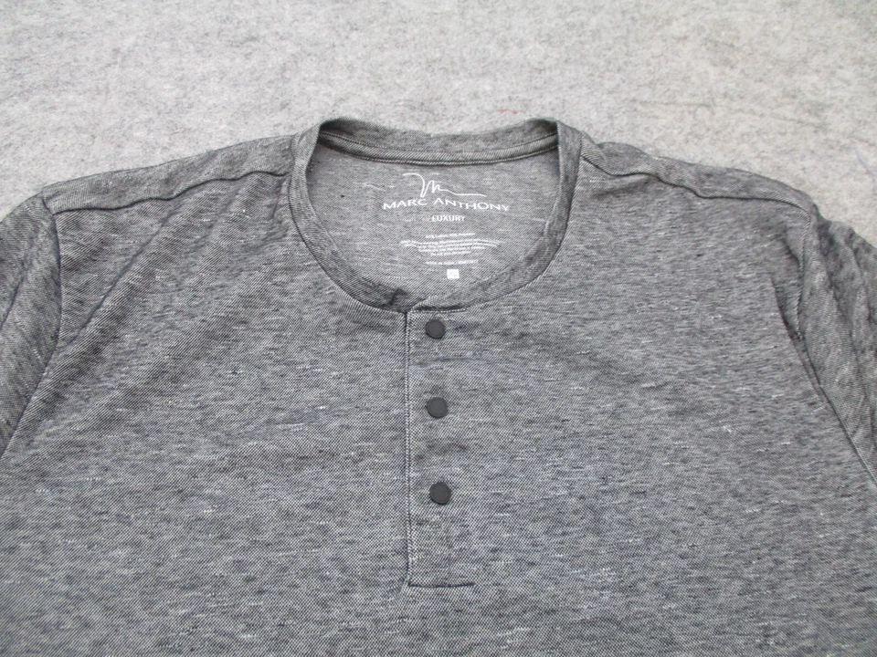Camisa Marc Anthony Para Hombre Extra Grande Gris Cuello Henley Manga Corta Algodón Foto 2 de 4