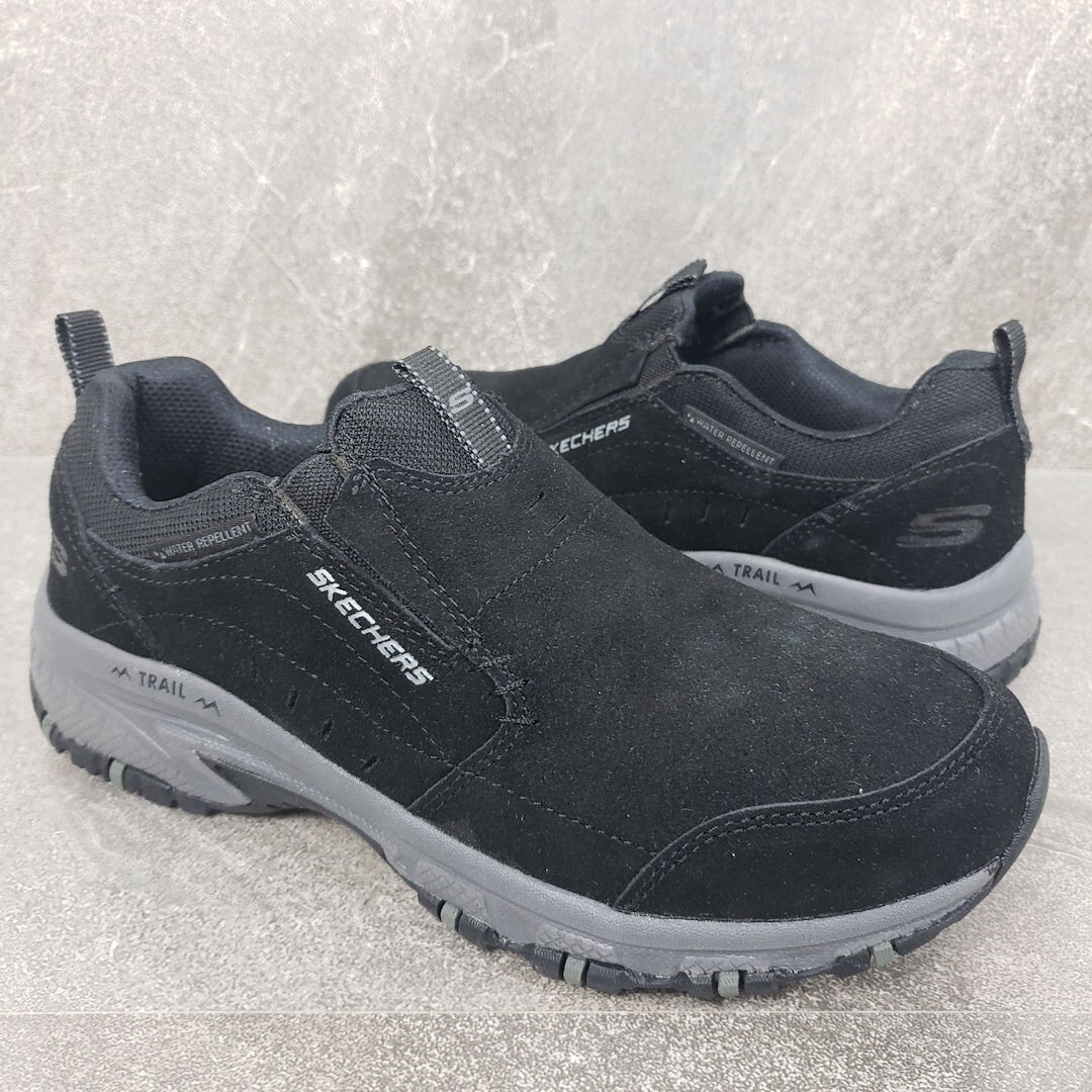 Skechers Memory Foam Sneakers M Black Hillcrest Suede Water
