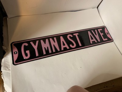 Gymnast Ave Street Sign Heavy Gymnastics Novelty Embossed Pink