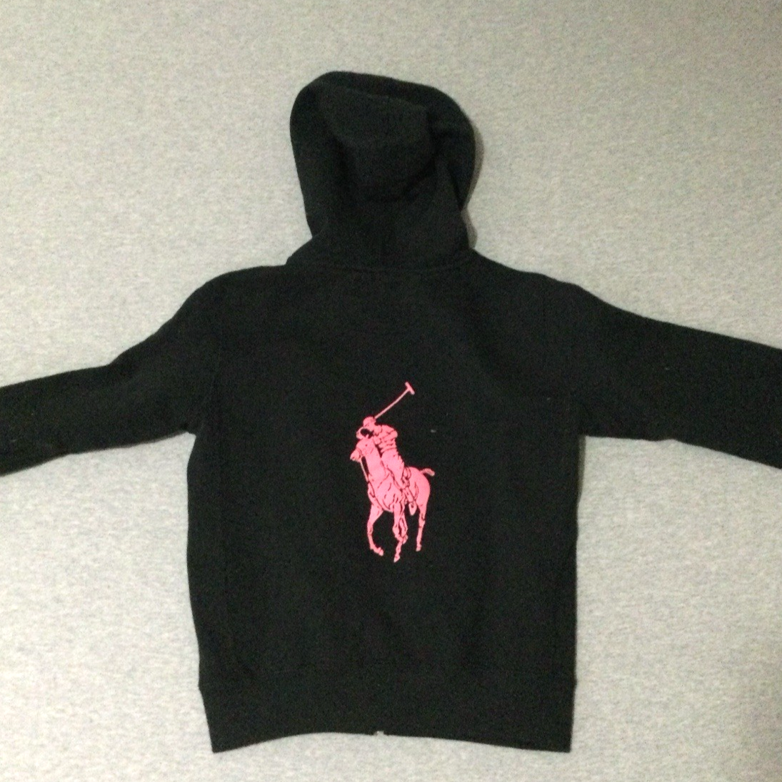 Ralph Lauren felpa donna nera rosa pony zip con cappuccio taglia media preppy