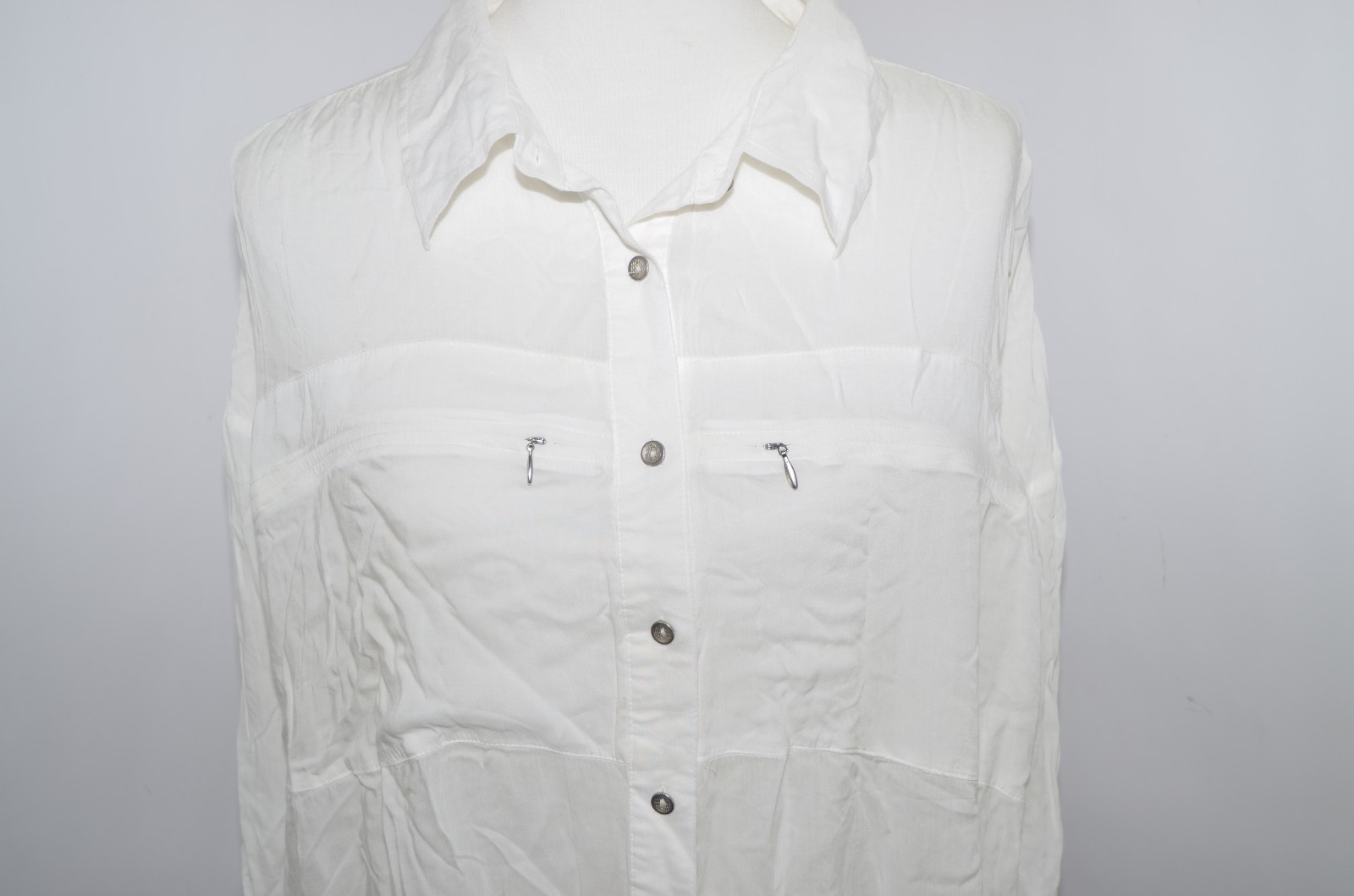 Apostrophe White Button Down Work Blouse Long Sle… - image 2