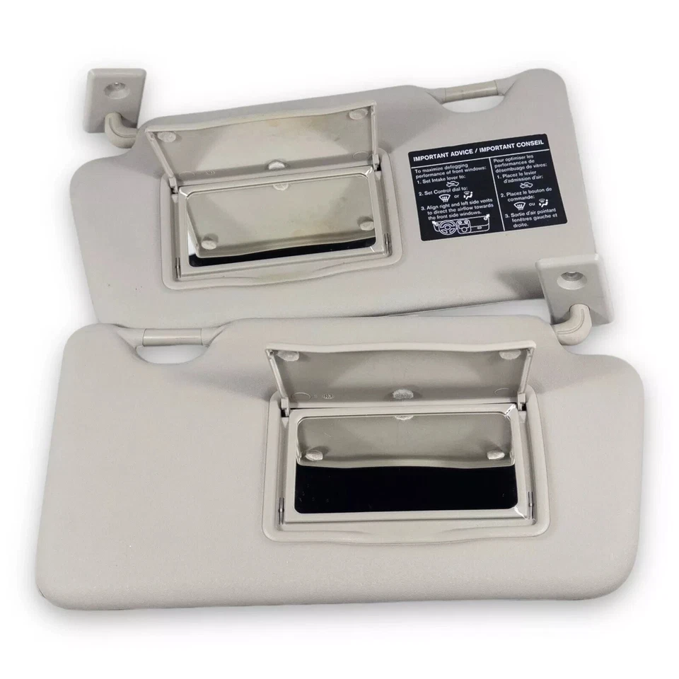 2016-2019 Nissan Versa Driver & Passenger Side Sun Visor Pair Set Gray Vinyl OEM - Image 4 of 4