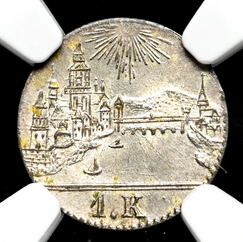 GERMAN STATES, Frankfurt. Silver Kreuzer, 1839, Cityscape, NGC MS64