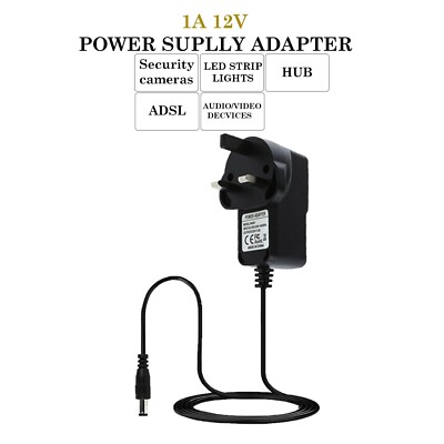 UK AC/DC 12V 1A 1000mA 100-240V AC 50/60Hz NETZTEIL ADAPTER LADEGERÄT NETZ