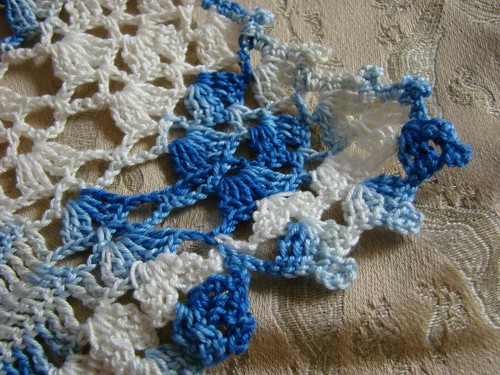 Mezzo grembiule vintage anni 30 uncinetto righe CE cotone BLU - Foto 2 di 2