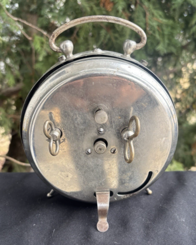 Antique C 1910 H.S.G. & Co Nickel Carriage Alarm Clock RUNS - VIDEO - BEAUTY!!! - Picture 5 of 11