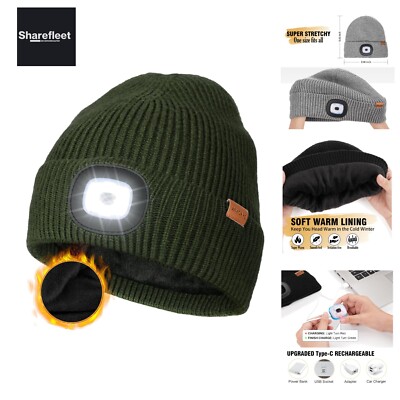 Wmcaps Mütze mit LED Licht, Wintermütze mit Dickem Warmen Futter, Integrierte...