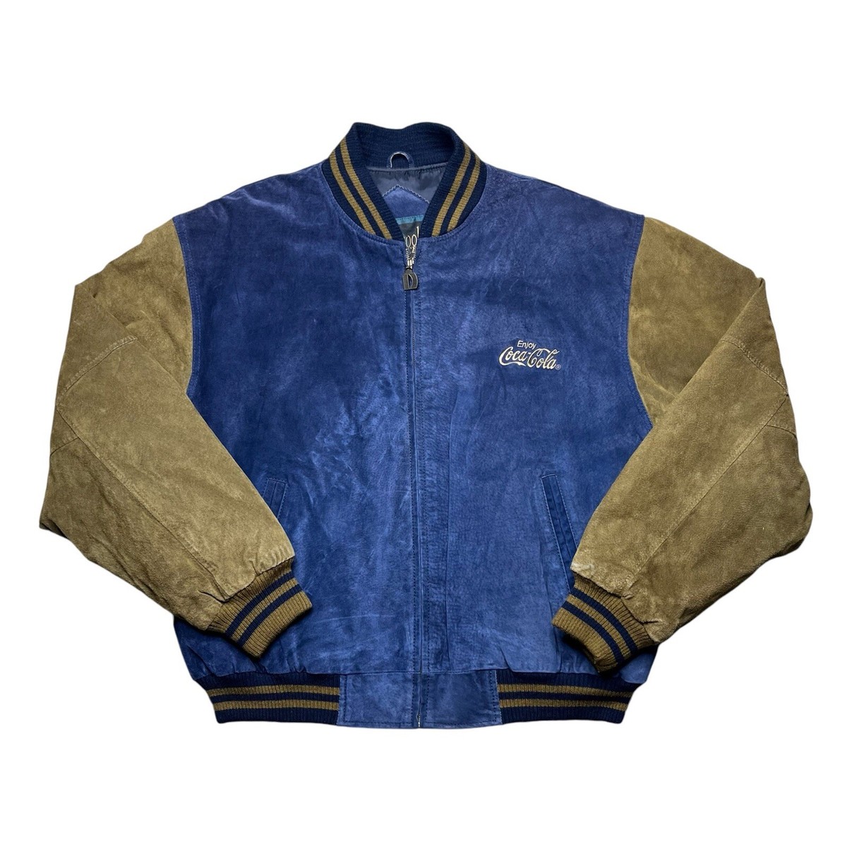 Vintage 00s Enjoy Coca Cola Blue Suede Heavy Dunbrooke Zip Up