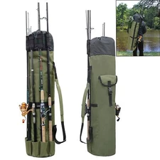 Fishing Rod Bag Pole Holder Fishing Rod Carrier Case Holds 5 Poles Travel Cas...