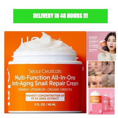 SeoulCeuticals Snail Mucin Face Moisturizer 2oz Day Night Anti-Aging Cream