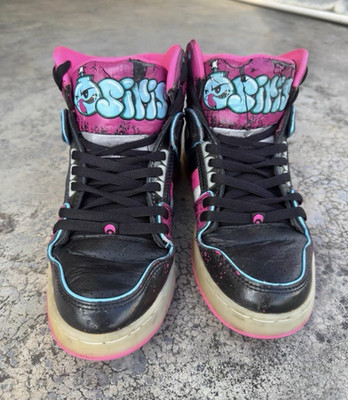 Osiris NYC 83 High Top Skate Sneakers Lace-Up Pink Black Blue Graphic US 9