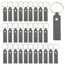 40 Pcs PU Leather Laser Engraving Keychain Blanks Dark Gray, 3.7" x 0.7" 