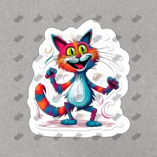 Colorful Cartoon Cat Vinyl Sticker Fun Decal for Laptops, Water 194631