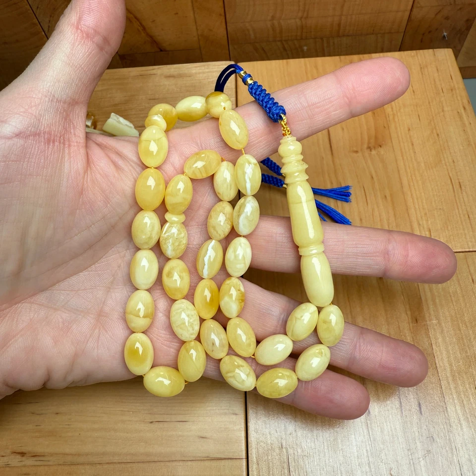 Authentic Premium Baltic Amber Tasbih Misbaha تسبيح Rosary Gift8mm x 13mm 22g - Image 2 of 4