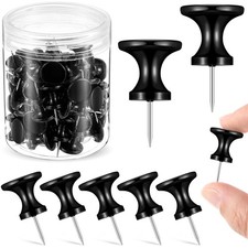 Outus 60 Pcs Giant Push Pins Jumbo Tacks 1 Inch Plastic Head for Cork Black