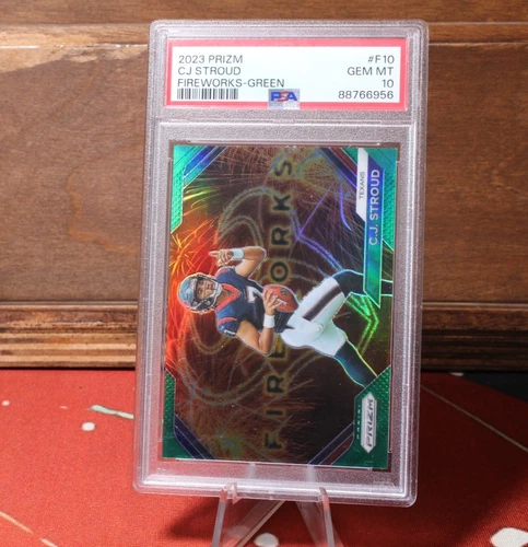 2023 Prizm Green Fireworks CJ Stroud Psa 10 Texans