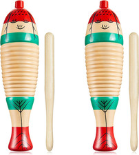 2 Pieces Colorful Fish Shaped Guiro Instrument Latin Percussion Musical Wooden F