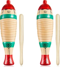 2 Pieces Colorful Fish Shaped Guiro Instrument Latin Percussion Musical Wooden F
