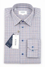 Men ETON Light Blue Button Under Collar Shirt Slim Fit Size 39 15.5