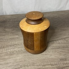 Vtg Small Wooden Jar 5 inch
