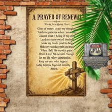 Aged Parchment Background Distressed Christian Prayer Sign Metal Wall Plaque