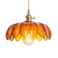 Glass Pendant Ceiling Light E27 Fitting LTCT-HBL01YW Amber Shade