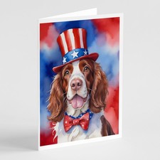 Carolines Treasures Welsh Springer Spaniel Patriotic American Greeting Card Pk 8