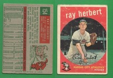 1959 Topps Baseball ~~~ RAY HERBERT ~~~ No. 154 ~~~ FREE S/H ~\