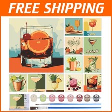 12 Individual Cocktail Paint by Number Kits - Fun Home Decor Activity for Adults