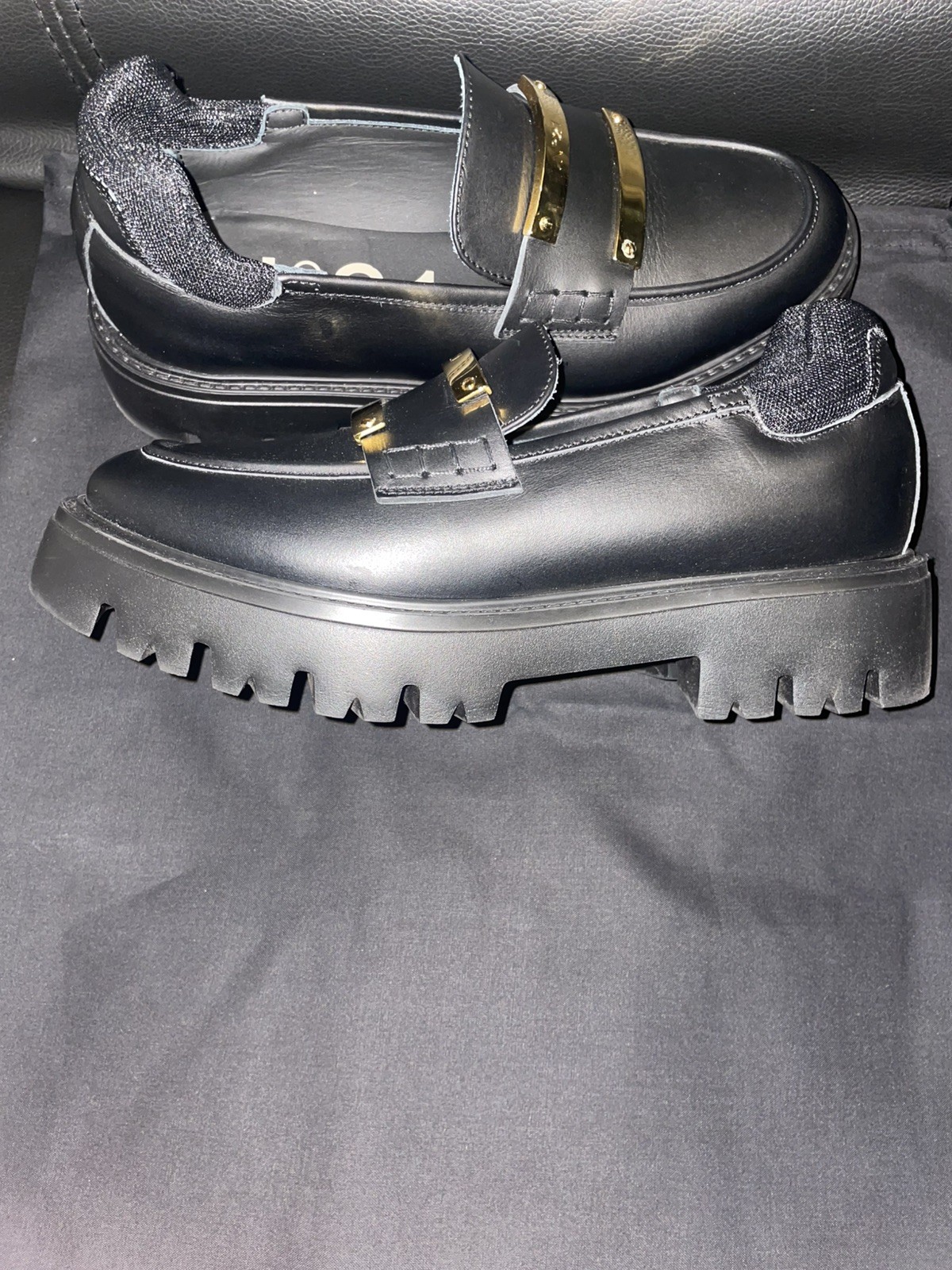 SAOLA N.21 Mocassini nuovi neri doppia placca suola a strappo scarpe slip on 38 $695