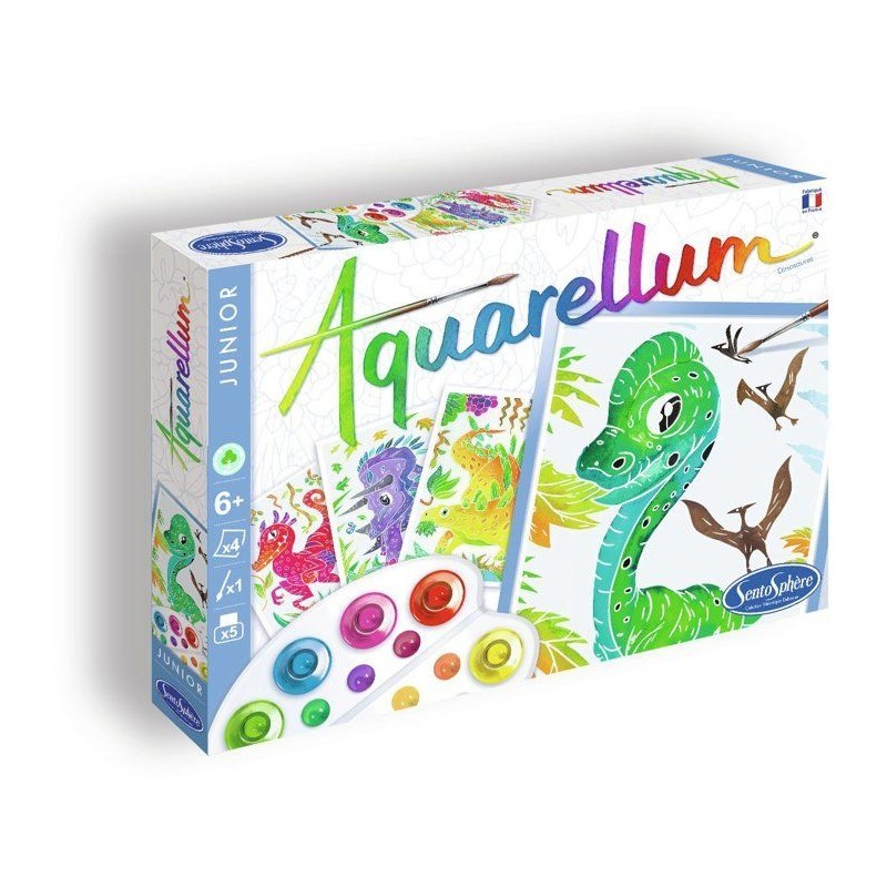 Coffret Aquarellum Junior Dinosaures Sentosphere : idée cadeau anniversaire créatif 5-8 ans